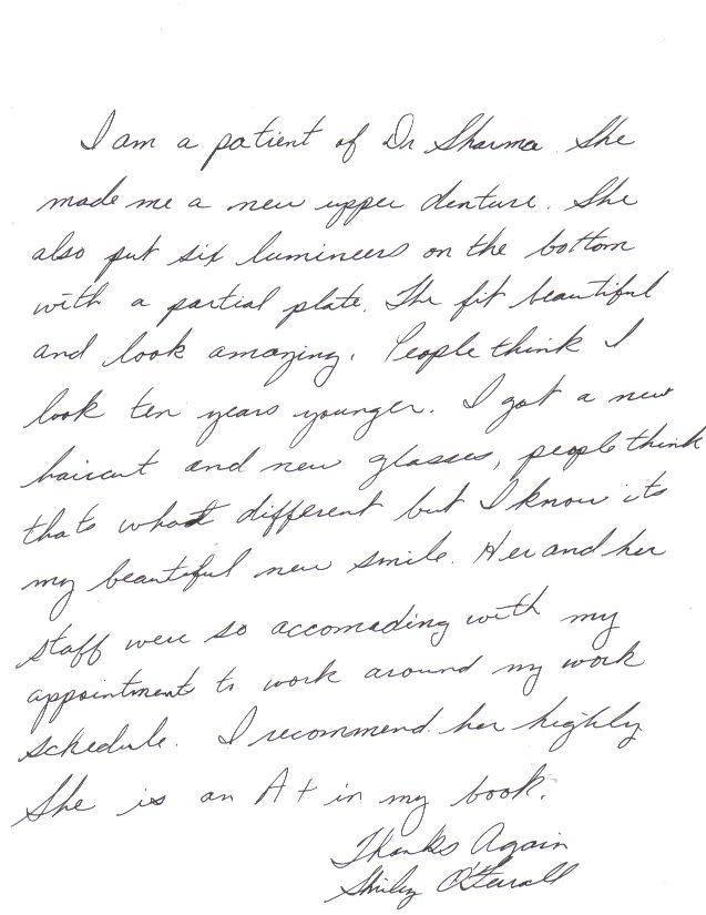 Picture of a handwritten review